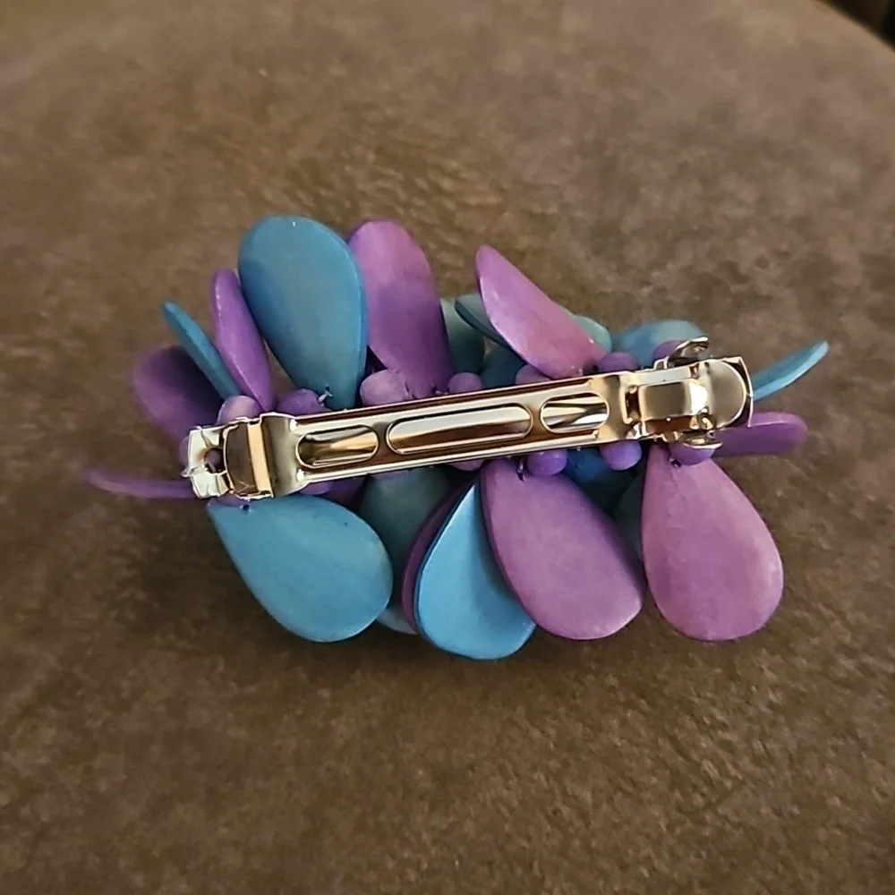 Vintage 1980s Wood Beaded Avant Garde Festival Barrette